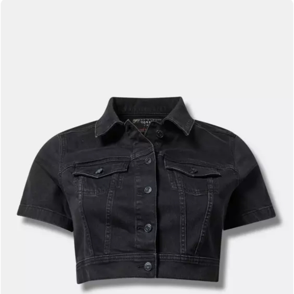 Torrid Black Cropped Denim Jacket